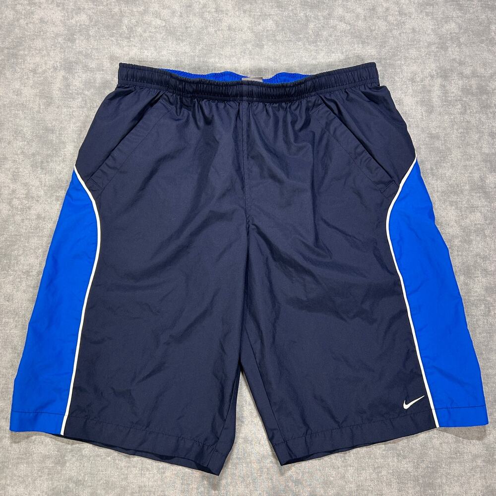 Vintage Y2K Nike Swim Trunks Blue Colorblock Built in Breif Mens Large
